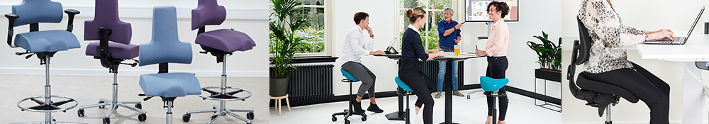 Kontorstole til ethvert formål høje og lave med eller uden armlæn og nakkestøtte samt et stort udvalg af sadelstole fra Ergotec alle stole med korrekt ergonomi og støtte